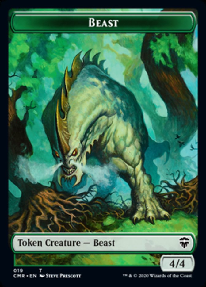 Beast (19) // Elephant Double-Sided Token [Commander Legends Tokens] | Kessel Run Games Inc. 