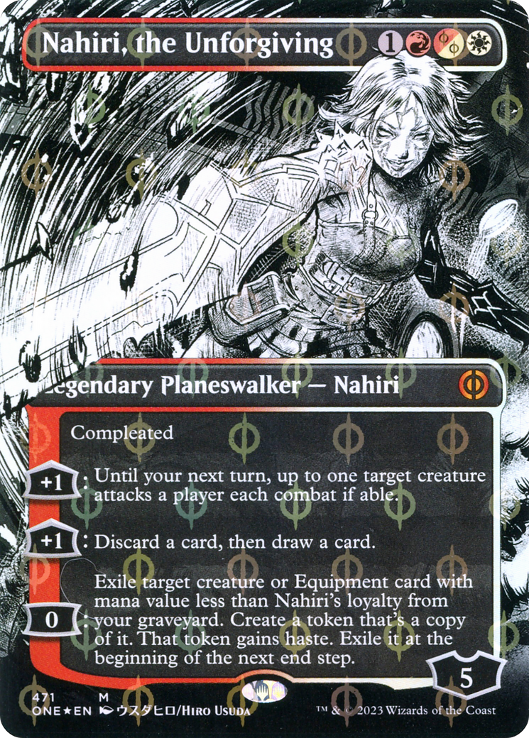 Nahiri, the Unforgiving (Borderless Manga Step-and-Compleat Foil) [Phyrexia: All Will Be One] | Kessel Run Games Inc. 