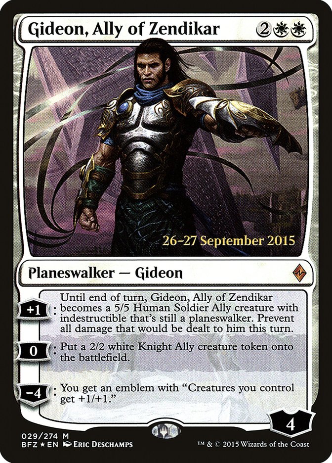 Gideon, Ally of Zendikar [Battle for Zendikar Prerelease Promos] | Kessel Run Games Inc. 
