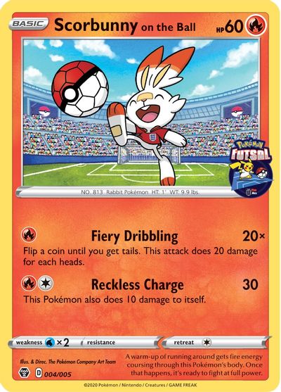 Scorbunny on the Ball (004/005) [Pokemon Futsal Collection] | Kessel Run Games Inc. 