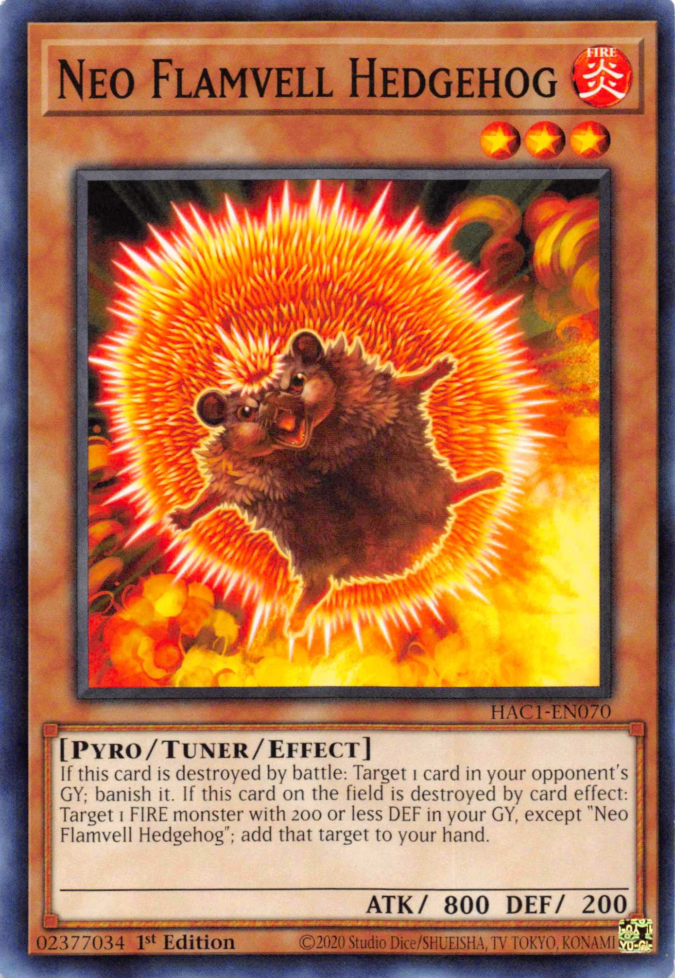 Neo Flamvell Hedgehog [HAC1-EN070] Common | Kessel Run Games Inc. 