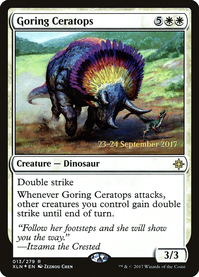 Goring Ceratops [Ixalan Prerelease Promos] | Kessel Run Games Inc. 