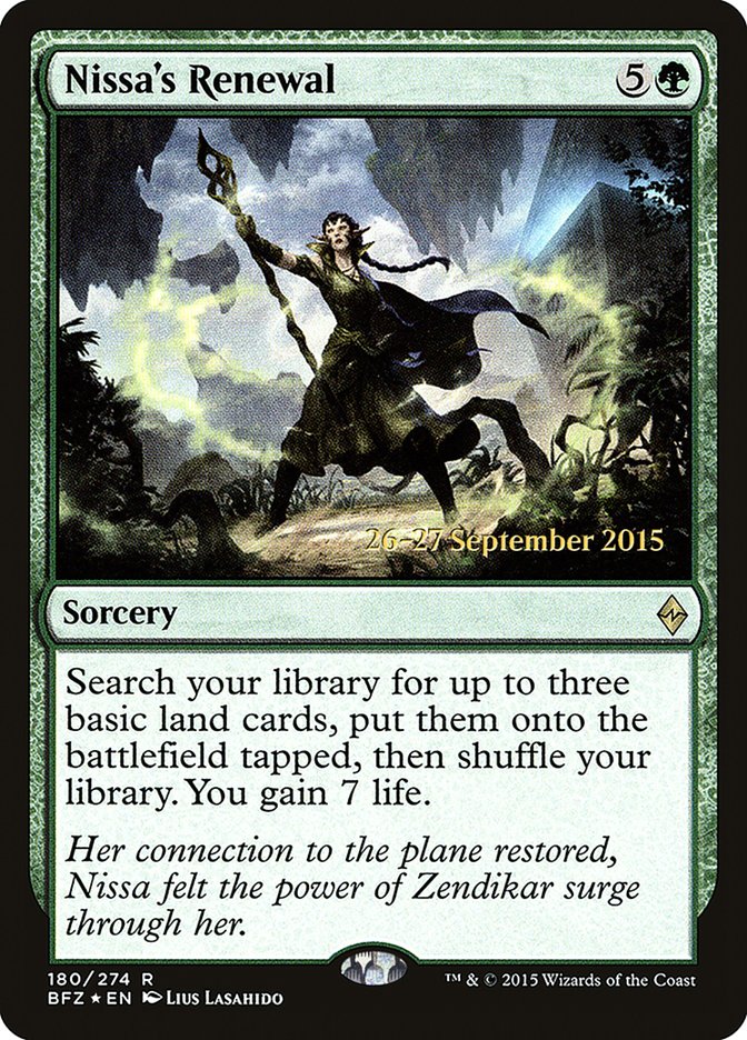 Nissa's Renewal [Battle for Zendikar Prerelease Promos] | Kessel Run Games Inc. 