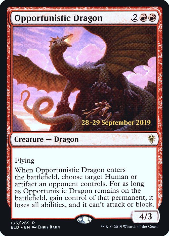 Opportunistic Dragon [Throne of Eldraine Prerelease Promos] | Kessel Run Games Inc. 